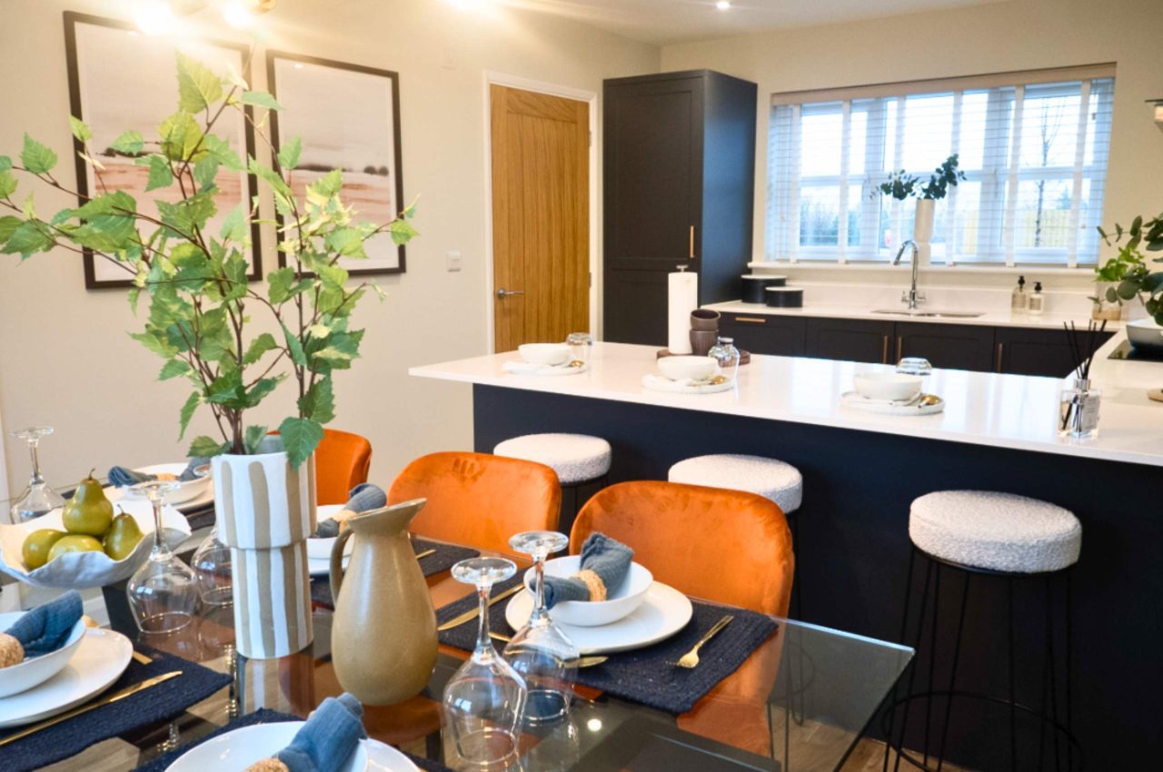 Image of a dining, kitchen area.